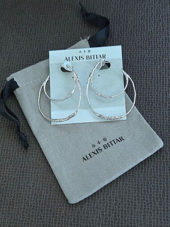 Alexis Bittar Jewelry - Alexis Bittar Silver🤍 "Solanales" Molten Double✌️ Hoop Earrings